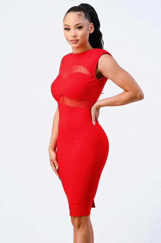 Fishnet Bodycon Midi Dress - Vella Moda