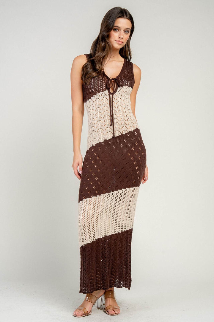 Striped Knit Sweater Maxi Dress
