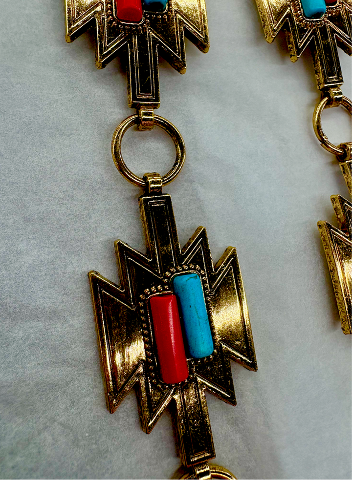 Chain Belt W/ Blue & Red Studs