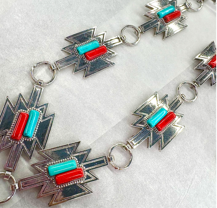 Chain Belt W/ Blue & Red Studs