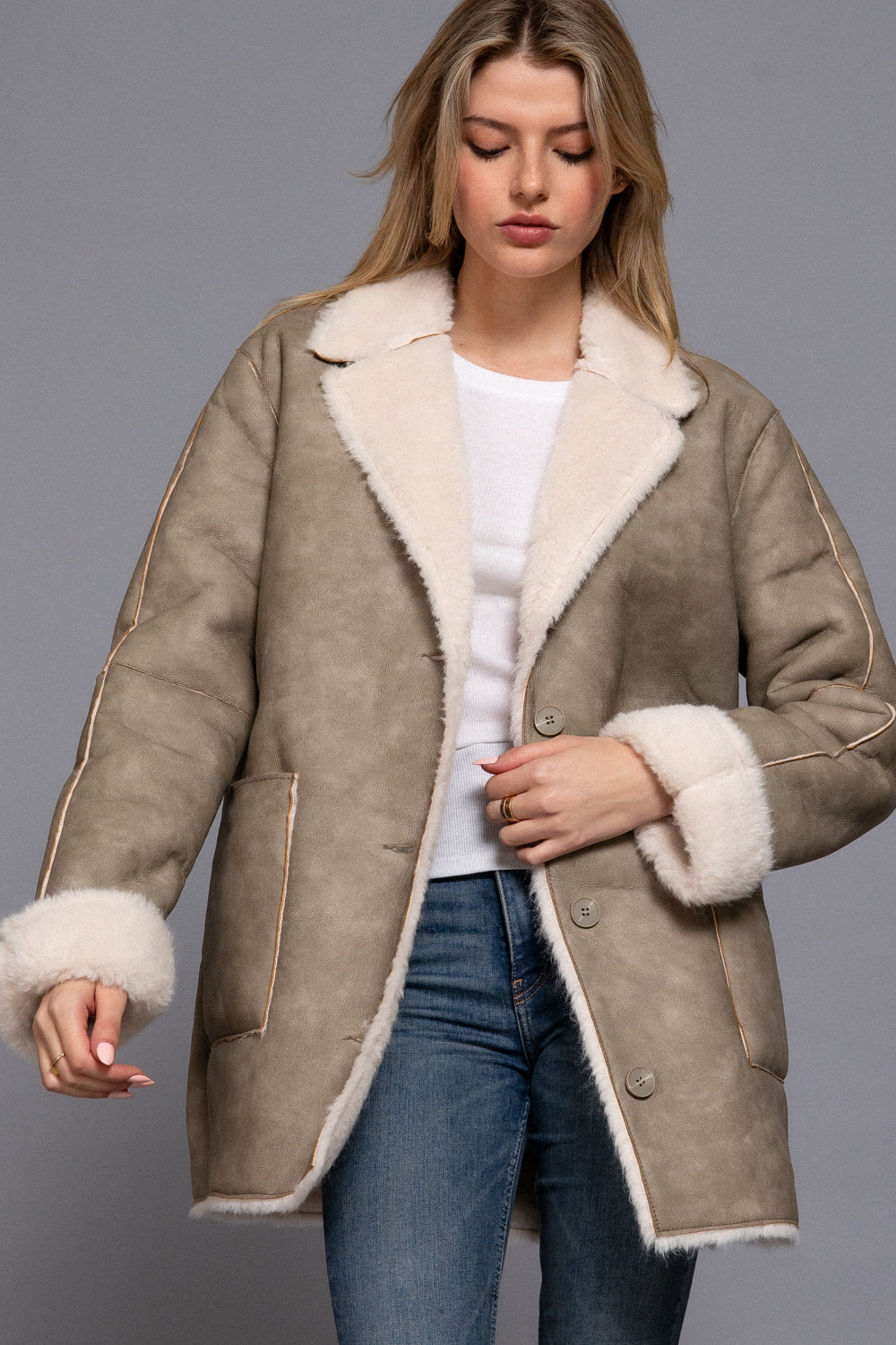 Double Sided Faux Leather Coat