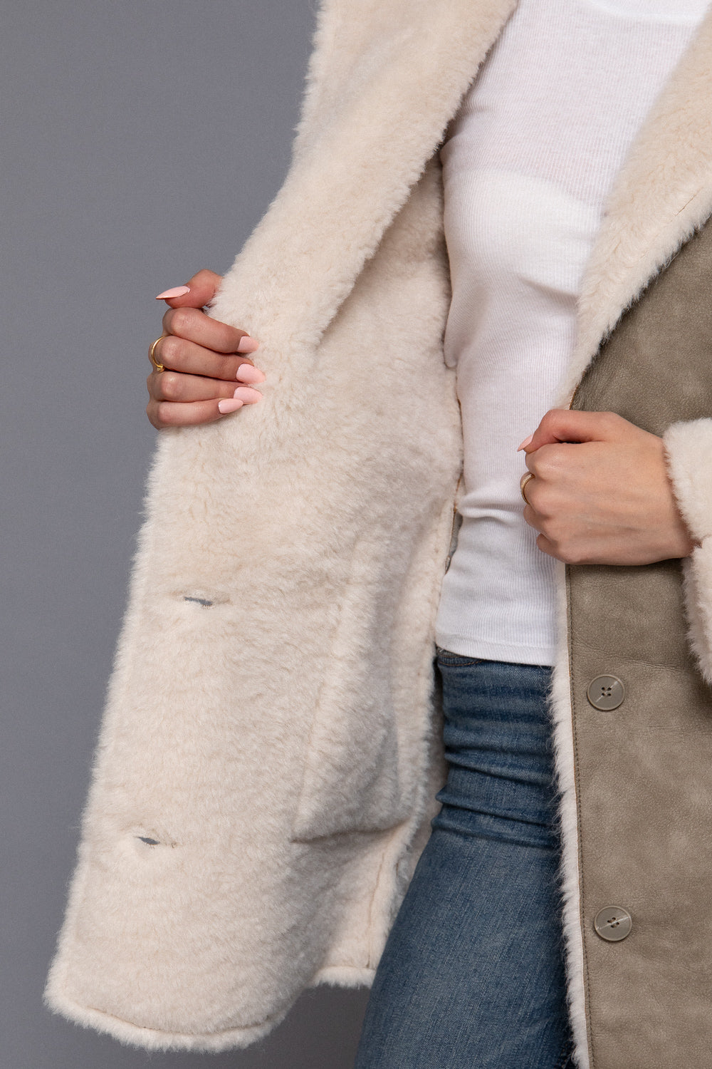 Double Sided Faux Leather Coat