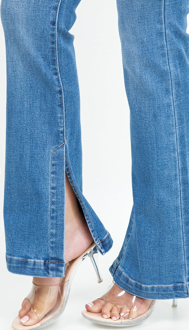 Ocean Breeze Split Hem Flare Jeans