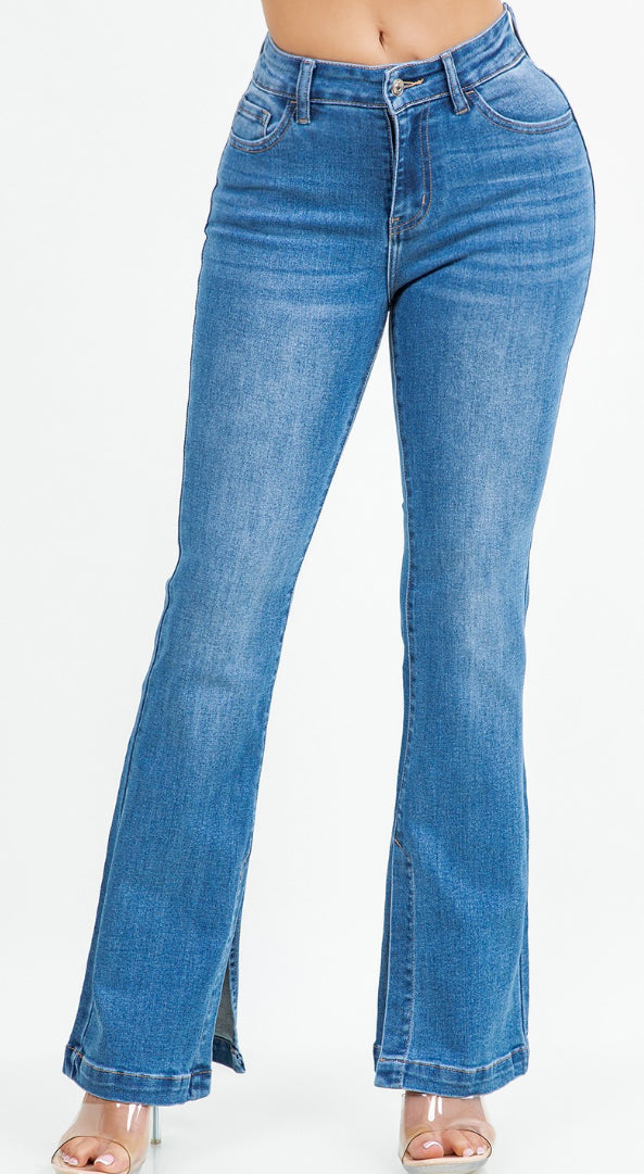 Ocean Breeze Split Hem Flare Jeans