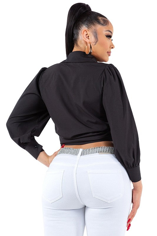 Pearl Collared Button Down Shirt - Vella Moda