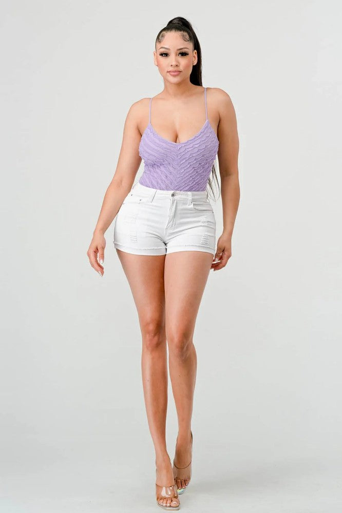 SEXY MESH CHEVRON PATTERN BODYSUIT - Bella Moda Latina