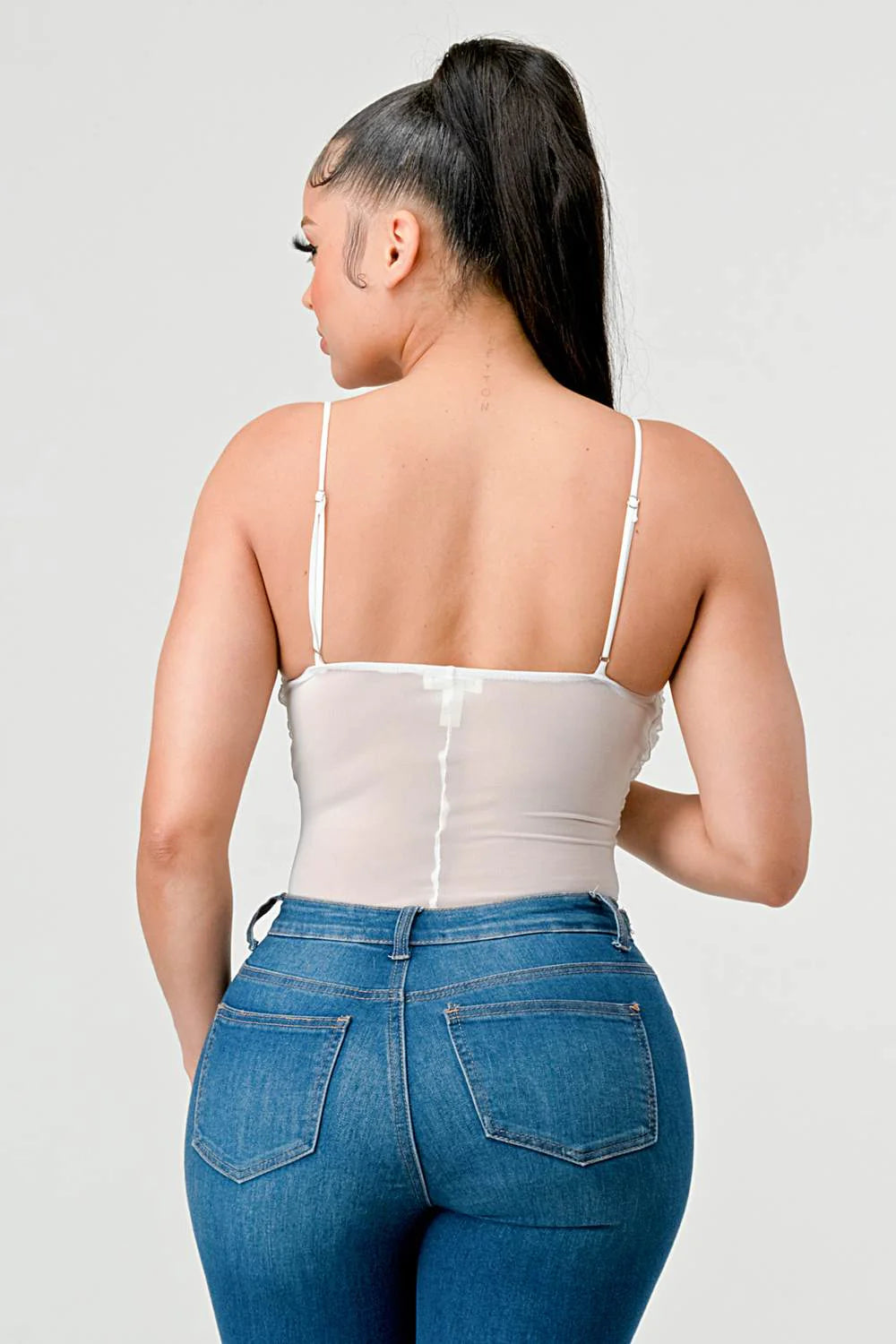 SEXY MESH CHEVRON PATTERN BODYSUIT - Bella Moda Latina