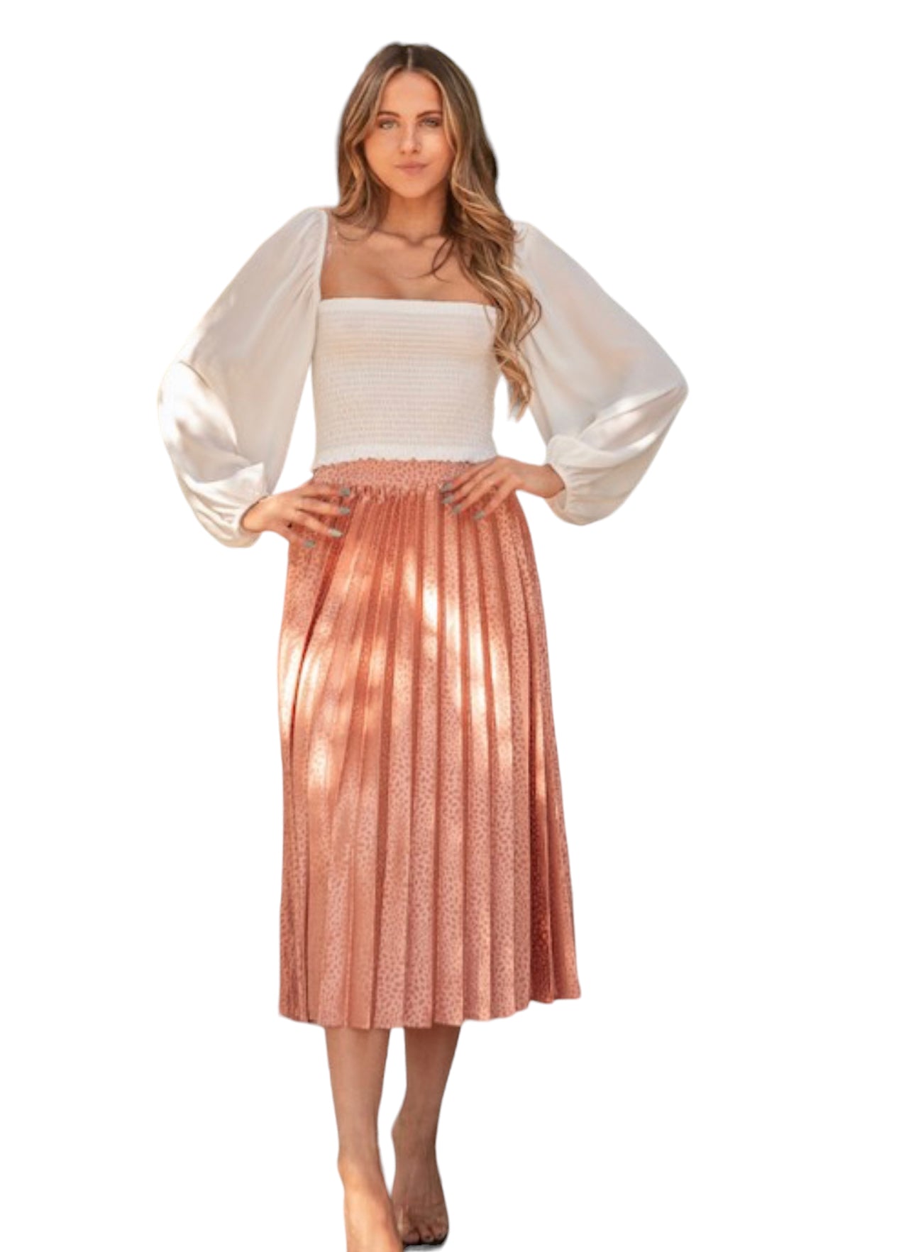 Print satin pleated skirt - Bella Moda Latina