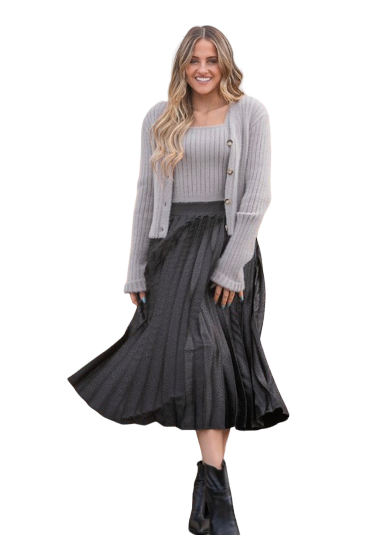 Print satin pleated skirt - Bella Moda Latina