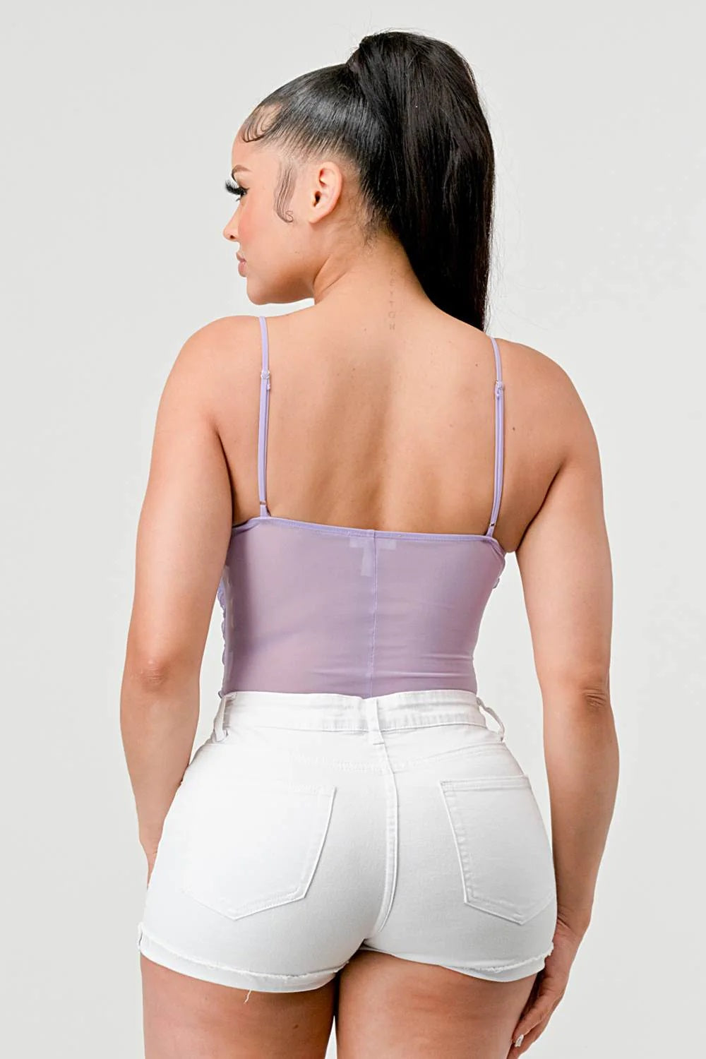 SEXY MESH CHEVRON PATTERN BODYSUIT - Bella Moda Latina