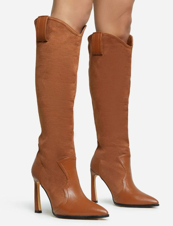 Knee High Pointed Toe Boots - Vella Moda