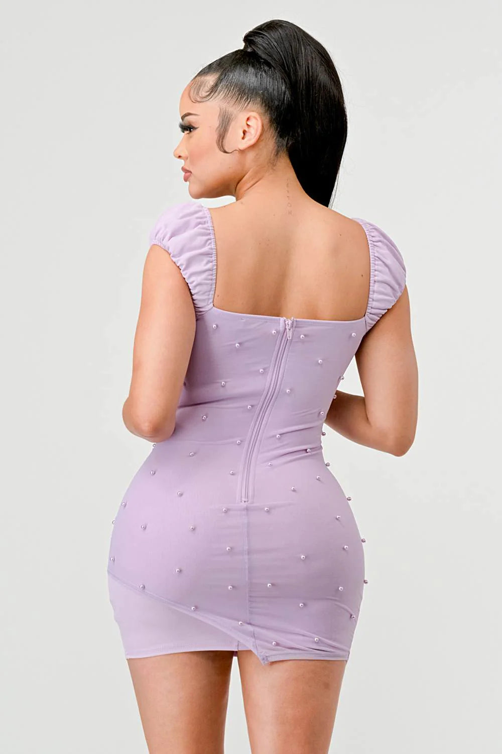 TECHNO CREPE PEARL MINI DRESS - Vella Moda