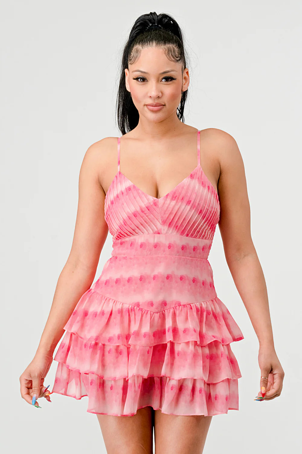 TIE DYE CHIFFON MINI DRESS - Vella Moda