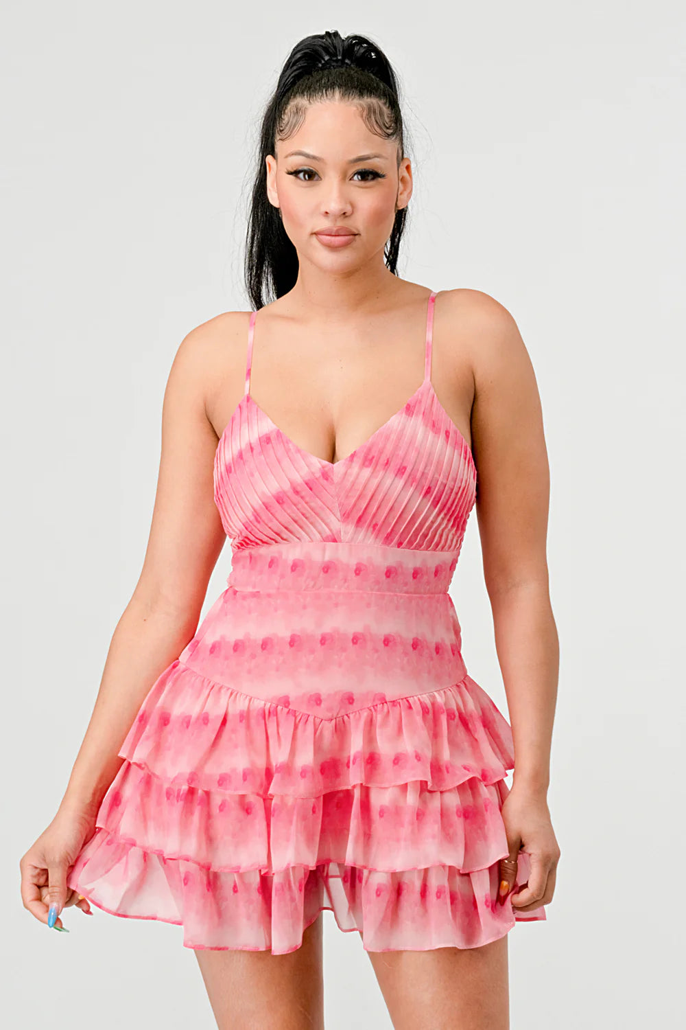 tie dye chiffon dress MINI Color:Hickory / White TWEEN STYLES not from the shoulder Funny Santa Swimming Tropical