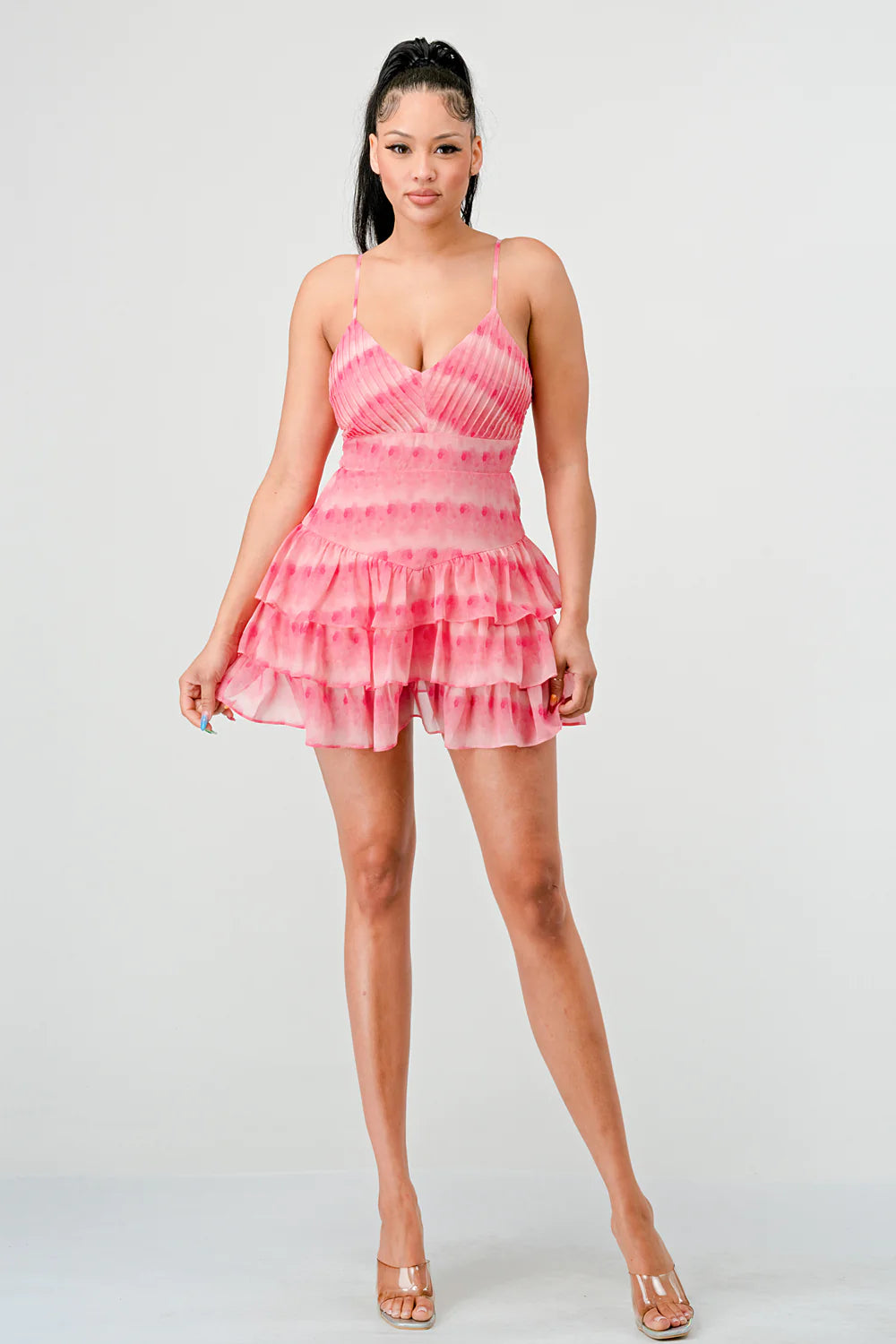 TIE DYE CHIFFON MINI DRESS - Vella Moda