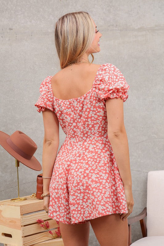 Flower print boho romper - Vella Moda