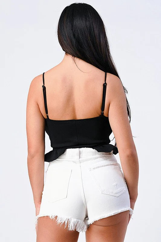 SCUBA SIDE FRILLED CAMI BODYSUIT - Vella Moda