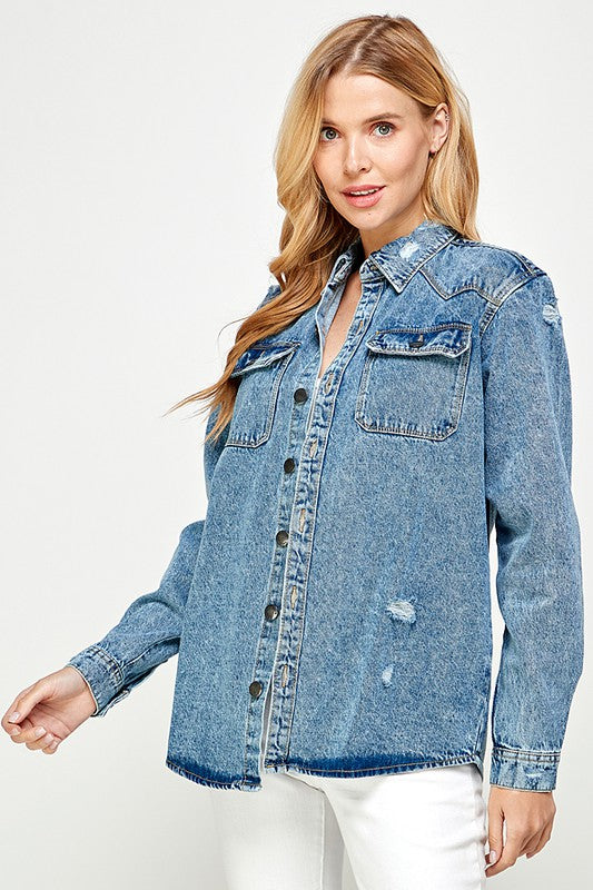 Women's Denim Shirt - Vella Moda