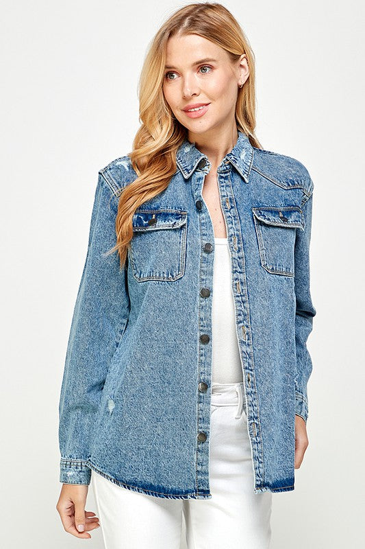 Women's Denim Shirt - Vella Moda
